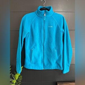 COLUMBIA Full Zip Fleece Blue Women’s Jacket Coat Electric Blue Sz L EUC